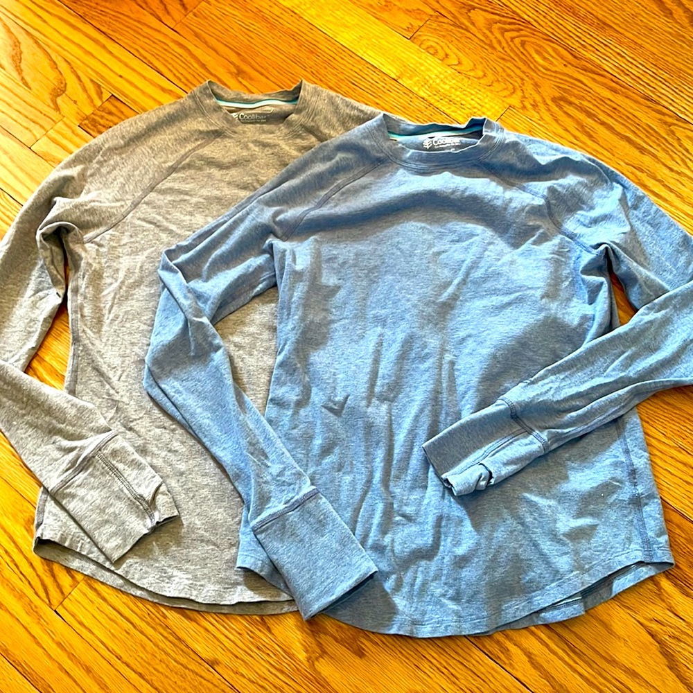 Coolibar xs tee bundle lot long sleeve t shirt top blue gray organic spf 50